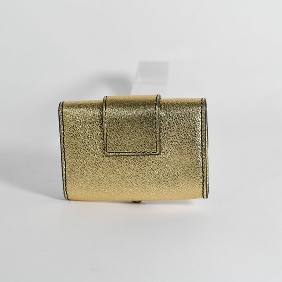 Burberry Metallic Gold Leather Compact Wallet with Buckle Detail New Coin/Card - Picture 4 of 9